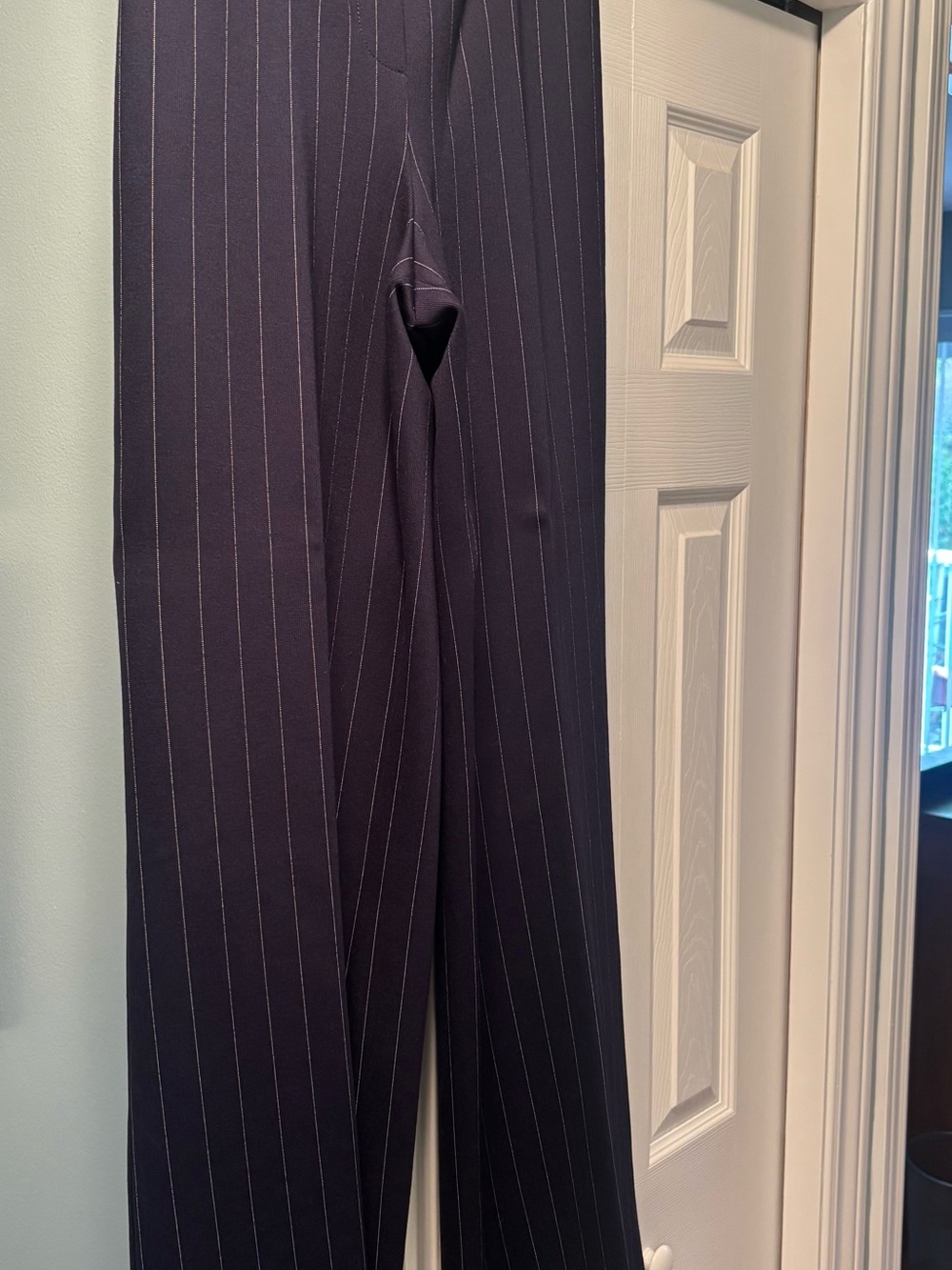 Jones New York Navy Pinstripe Boot-Cut Pants